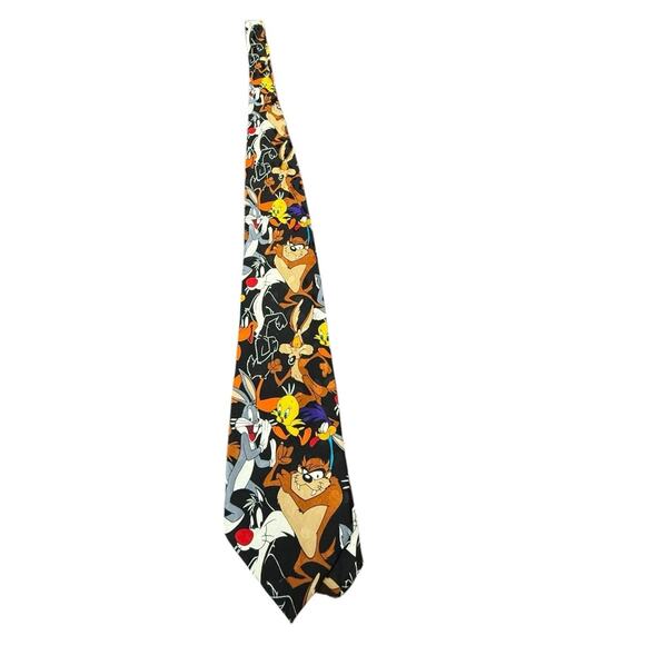 VTG Looney Tunes 1994 Silk Tie Bugs‎ Taz Sylvester Tweety Wile e Road Runner - Picture 11 of 11